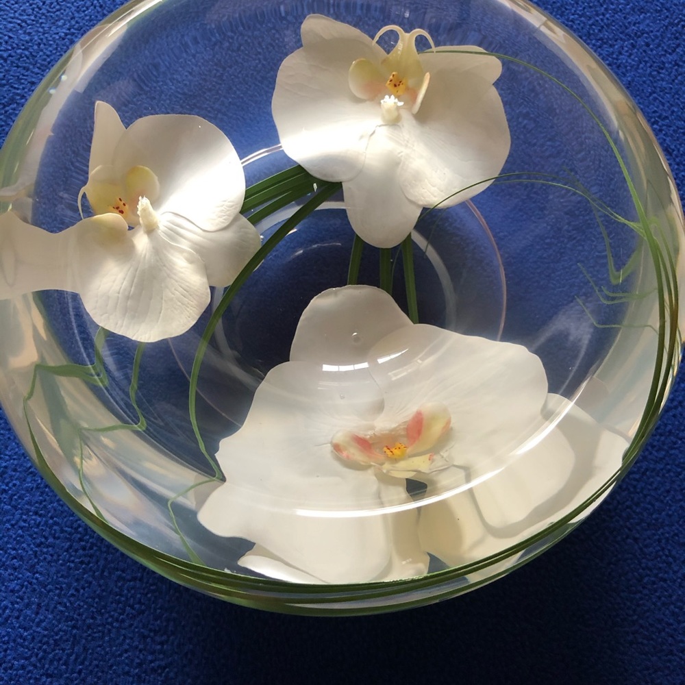 Emilio Robba Water Illusion White Orchids Art Bowl
